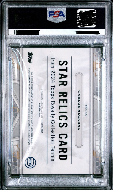 2024 PSA 9 Topps Royalty MATCH WORN Carlos Alcaraz Star Relics Jersey AO #14/75 view 2