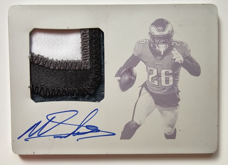 2020 National Treasures Colossal Miles Sanders Black Printing Plate 1/1 Patch Au