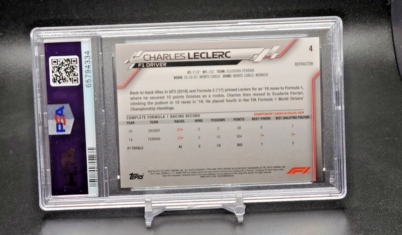 2020 Topps Chrome F1 Charles Leclerc Refractor #4 Formula 1 RC PSA 9 view 2
