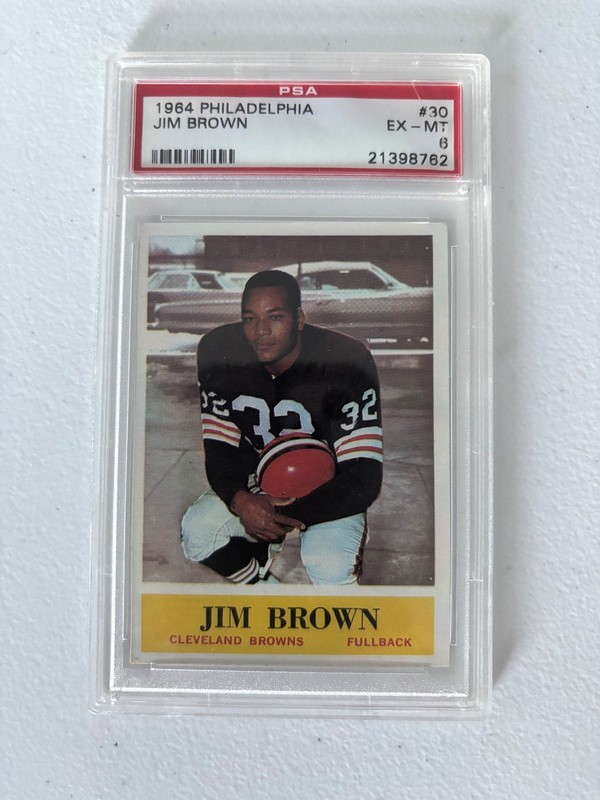 1964 PHILADELPHIA FOOTBALL #30 JIM BROWN PSA 6 EX-MT