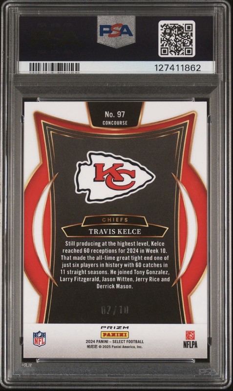 TRAVIS KELCE 2024 Panini Select #97 Concourse Gold Dragon Scale  /10 PSA 10 view 2