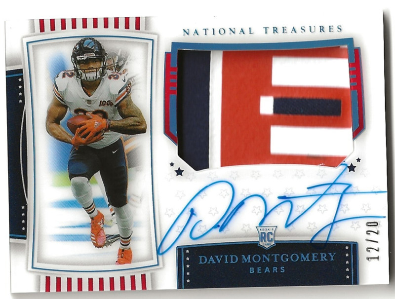 DAVID MONTGOMERY 2019 NATIONAL TREASURES ROOKIE PATCH AUTO STARS & STRIPES /20