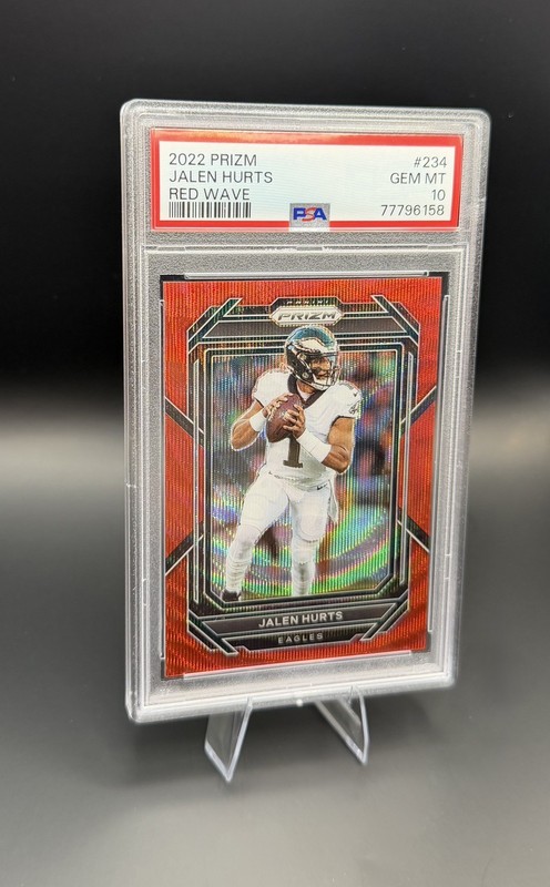 2022 Prizm Jalen Hurts Red Wave Prizm /149 SP #234 Eagles PSA 10 SB LIX MVP
