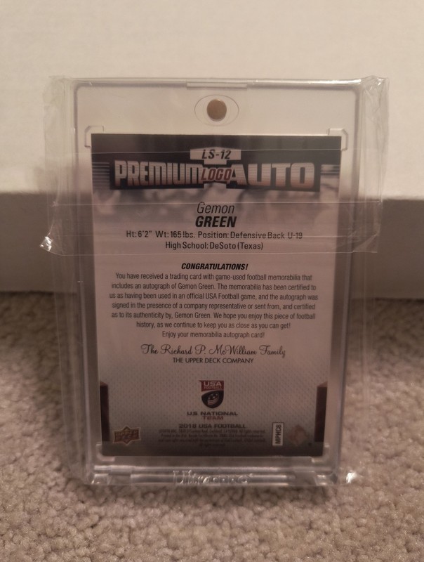 Gemon Green - 2018 USA Upper Deck Football 1/1 Auto - University Of Michigan view 2