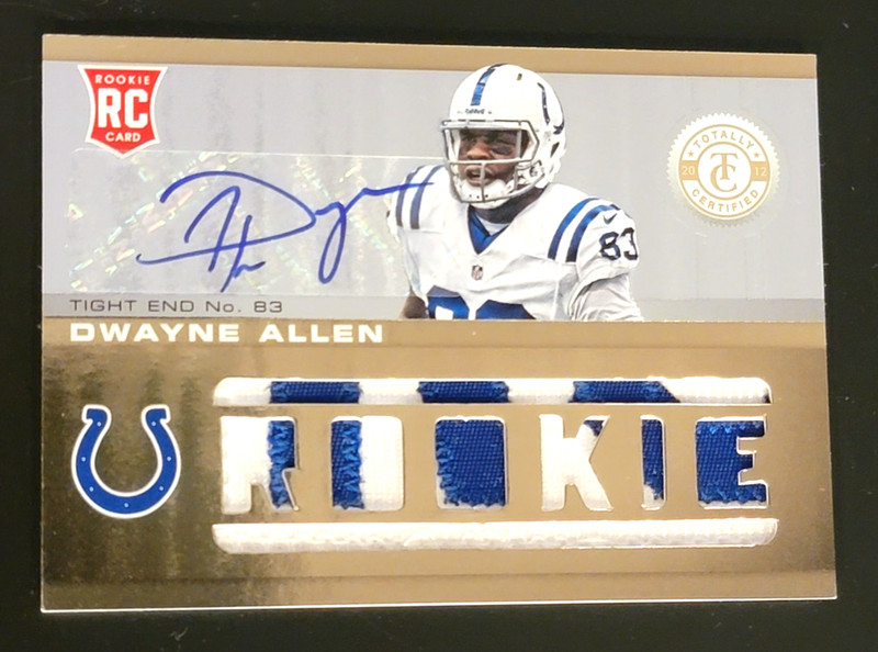Dwayne Allen 2012 Totally Certified GOLD PATCH 13/25 RC Auto Jersey Rookie Card