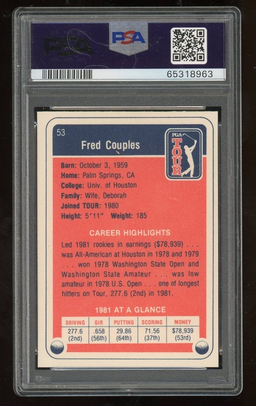 1982 Donruss Fredd Couples Auto Signed #53 PSA 7 PSA/DNA Masters Golf view 2