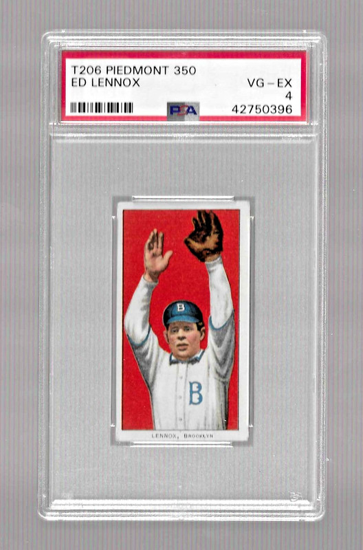 1909-11 T206 PIEDMONT 350 TOBACCO BASEBALL CARD PSA 4 NQ ED LENNOX MLB BROOKLYN