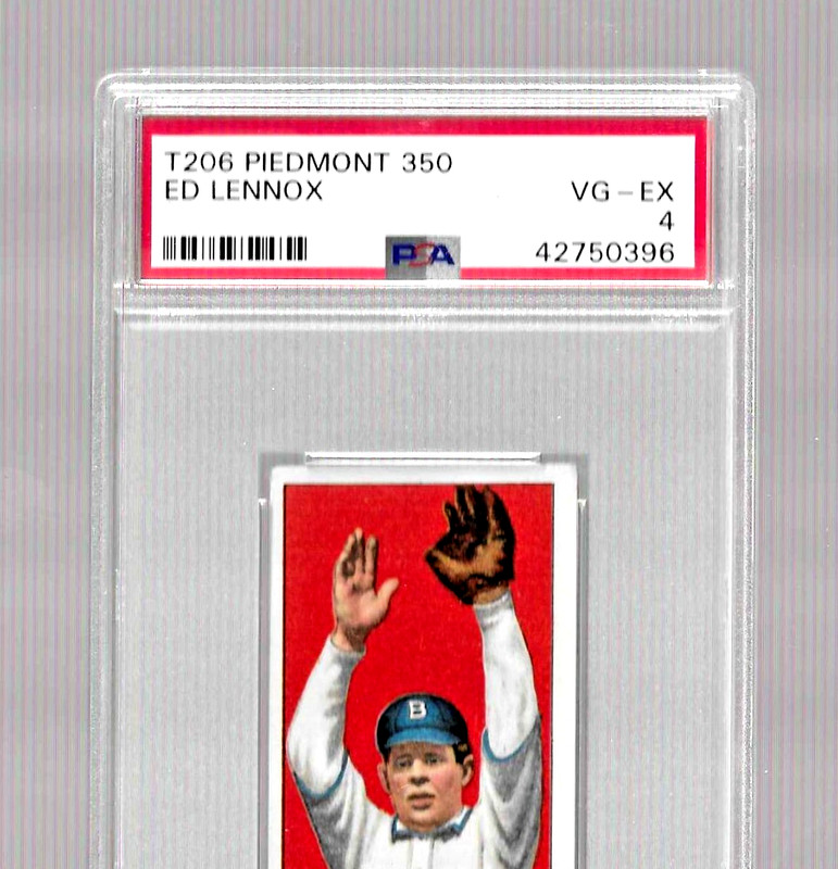 1909-11 T206 PIEDMONT 350 TOBACCO BASEBALL CARD PSA 4 NQ ED LENNOX MLB BROOKLYN view 2