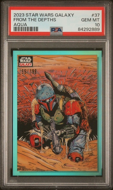 2023 TOPPS CHROME STAR WARS GALAXY 37 FROM THE DEPTHS AQUA /199 PSA 10 GEM MINT