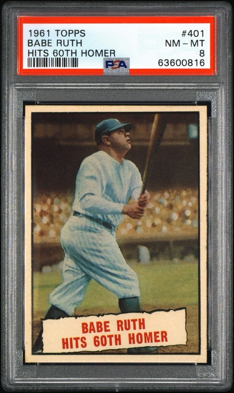 1961 Topps #401 Babe Ruth Hits 60th Homer PSA 8 Near Mint-Mint