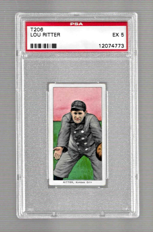 1909 T206 PIEDMONT 350 TOBACCO BASEBALL CARD PSA 5 LOU RITTER KANSAS CITY BLUES