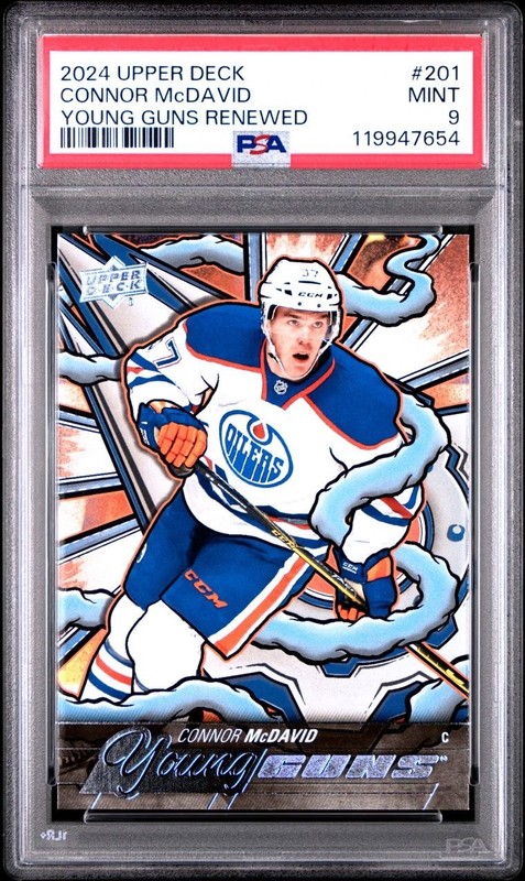 2024-2025 Upper Deck Series 2 Connor McDavid Young Guns Renewed #201 PSA 9 Mint view 1
