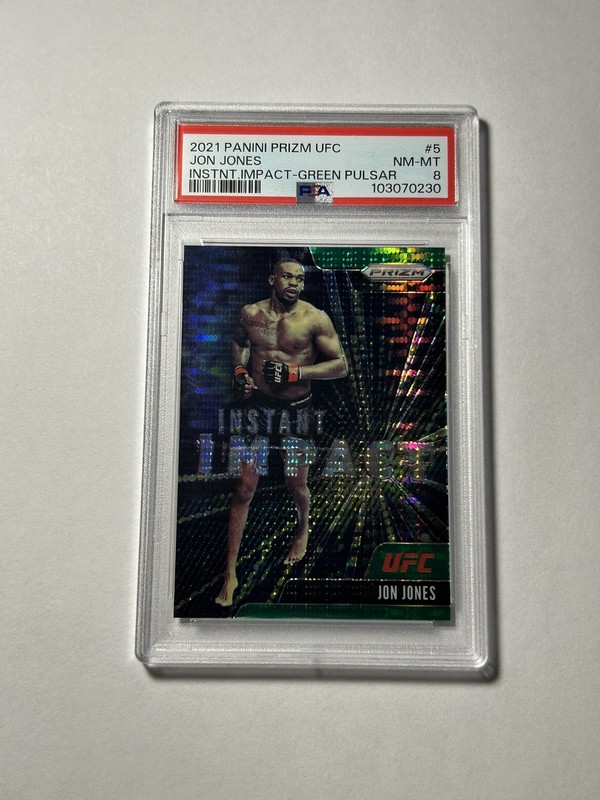 2021 Panini Prizm UFC Jon Jones Instant Impact Green Pulsar /25 PSA 8 #5