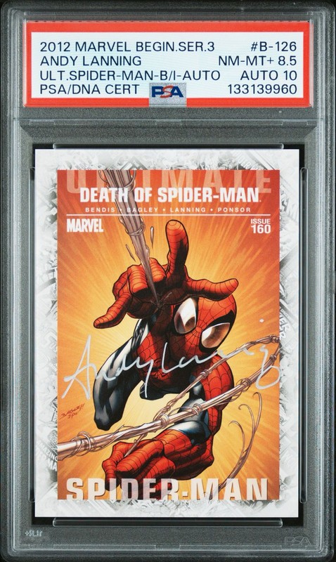 ANDY LANNING 2013 UD MARVEL BEGINNINGS 3 BREAKTHROUGH AUTO  PSA 8.5/10 POP 1 JG