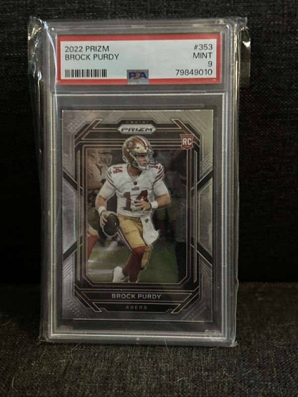 2022 Panini Prizm #353 Brock Purdy Rookie RC San Francisco 49ers PSA 9 view 2