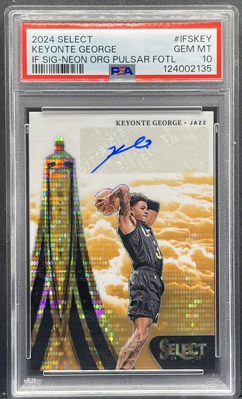 2024-25 Select Keyonte George In Flight Neon Orange Pulsar AUTO /30 PSA 10 -POP4