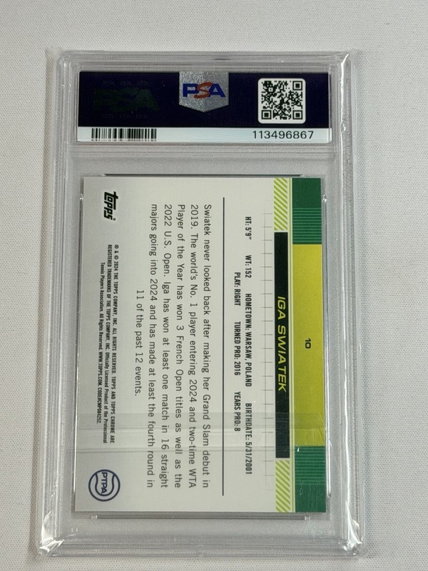 2024 Topps Sapphire Iga Swiatek #10 Gold /50 PSA 9 view 2