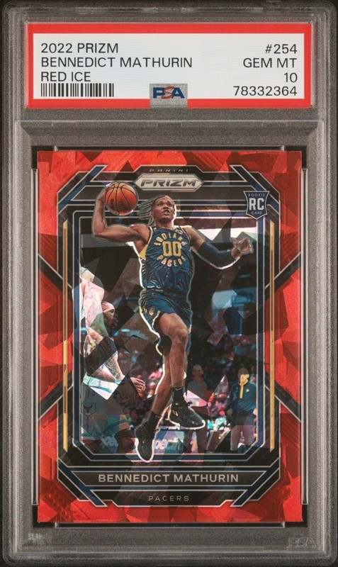 2022 Prizm Bennedict Mathurin RED ICE ROOKIE CARD #254 Pacers & Clippers PSA 10