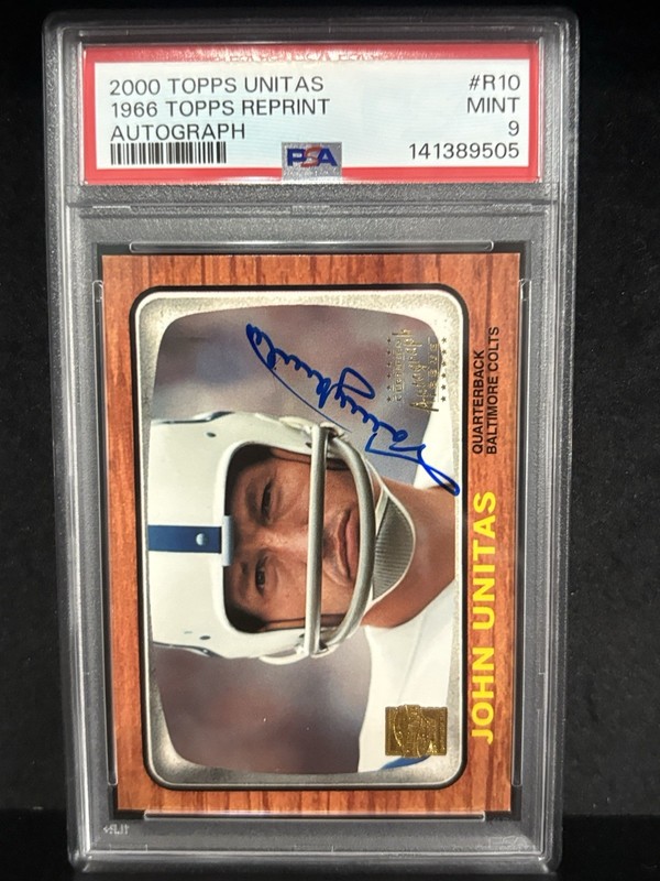 Johnny Unitas 2000 Topps #R10 - On Card AUTOGRAPH- Baltimore Colts PSA 9 POP 1
