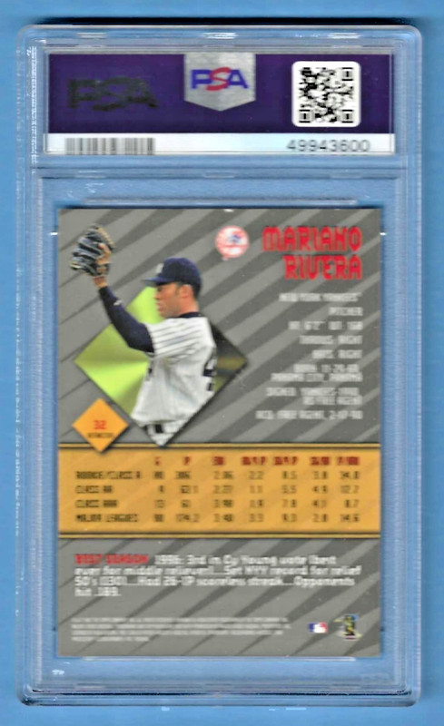 1997 Bowman's Best Refractor Mariano Rivera Yankees #32 PSA 9 #49943600 HOF 2019 view 2