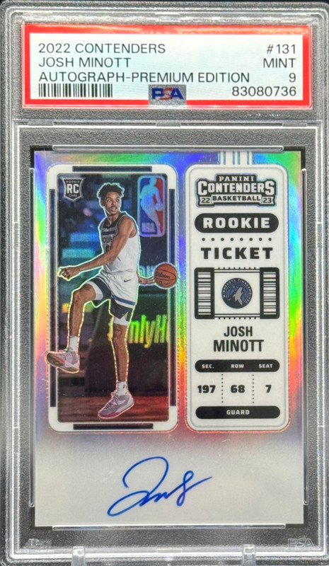 2022 Contenders #131 Rookie Ticket Autograph  - JOSH MINOTT -  Auto RC - PSA 9