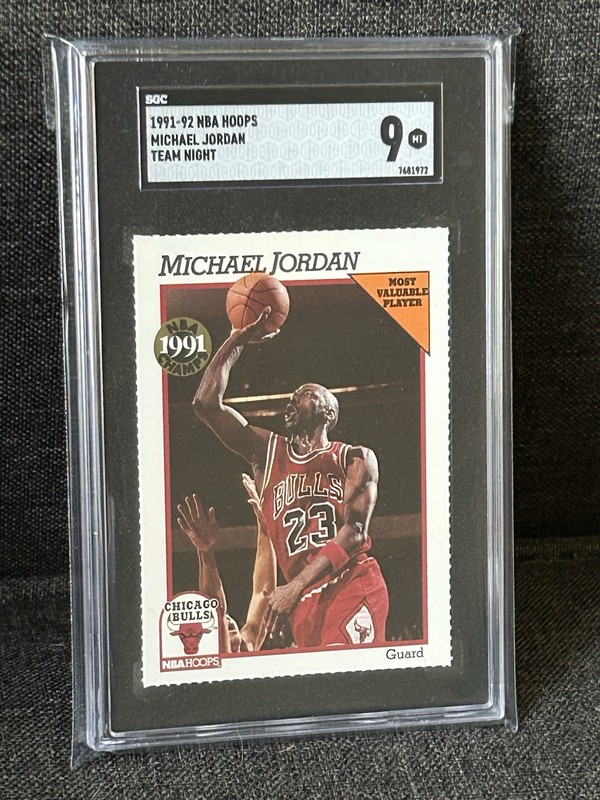 Michael Jordan 91 NBA Hoops Team Night SGC 9 Mint Chicago Bulls 91 NBA CHAMPS