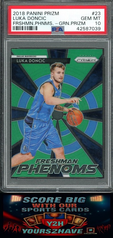 Luka Doncic Rookie 2018-19 Panini Prizm Freshman Phenoms Green Prizm #23 PSA 10