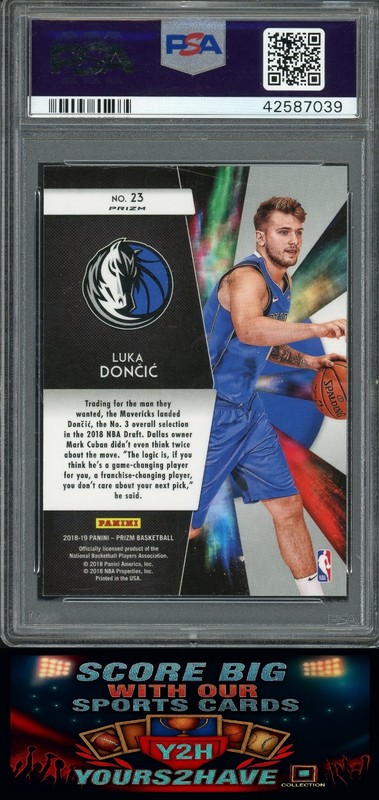 Luka Doncic Rookie 2018-19 Panini Prizm Freshman Phenoms Green Prizm #23 PSA 10 view 2
