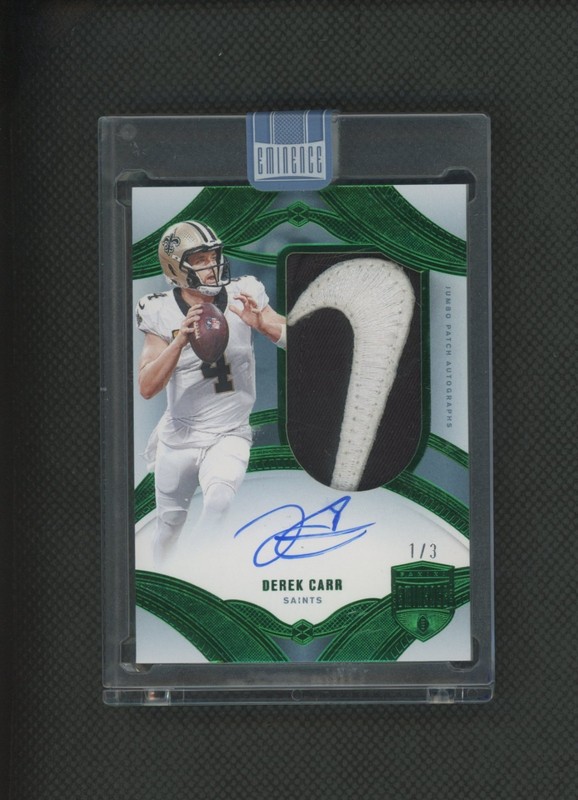 2024 Panini Eminence Derek Carr Game Used Auto Patch #1/3 NIKE Swoosh Patch