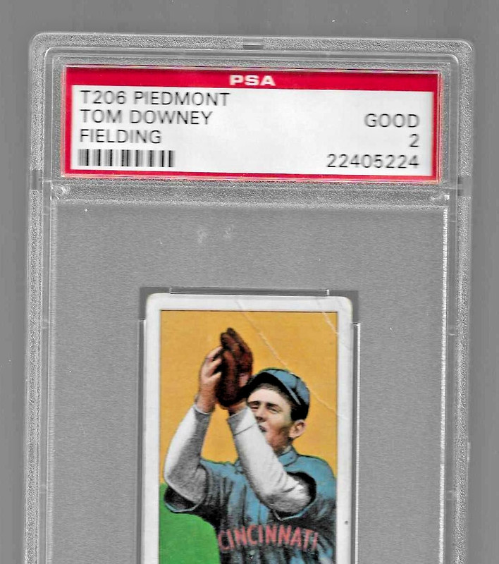 1909 T206 PIEDMONT 350 TOBACCO BASEBALL CARD PSA 2 TOM DOWNEY FIELDING MLB REDS view 2