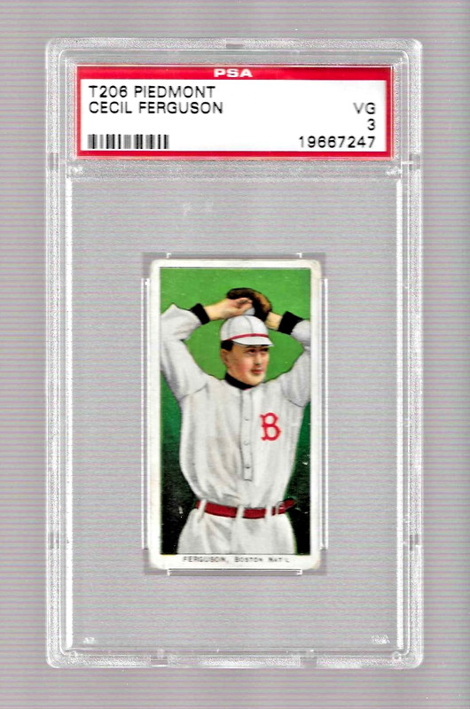1909-1911 T206 PIEDMONT 350 TOBACCO BASEBALL CARD CECIL FERGUSON PSA 3 BOSTON