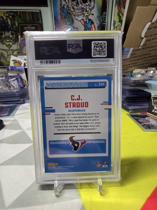 2023 Donruss Optic CJ Stroud Rated Rookie #244 PSA 10 Houston Texans RC view 2