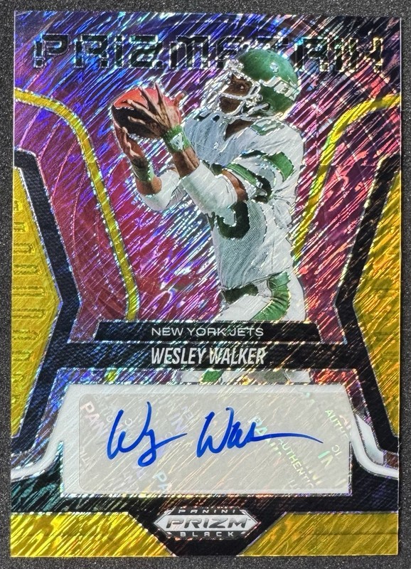2025 Panini Prizm Black FOTL Gold Shimmer 1/10 Wesley Walker Auto #PS-WWR