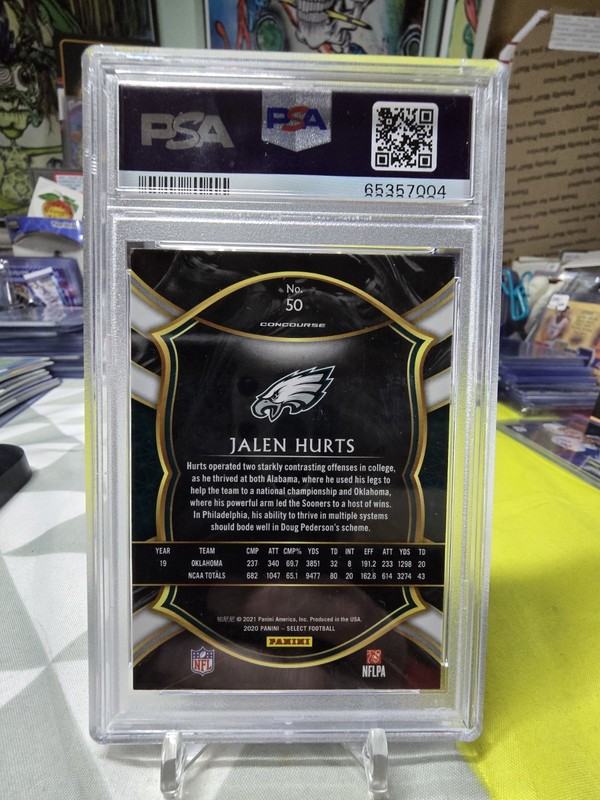 2020 Panini Select Jalen Hurts Concourse #50 PSA 10 Rookie RC Eagles view 2