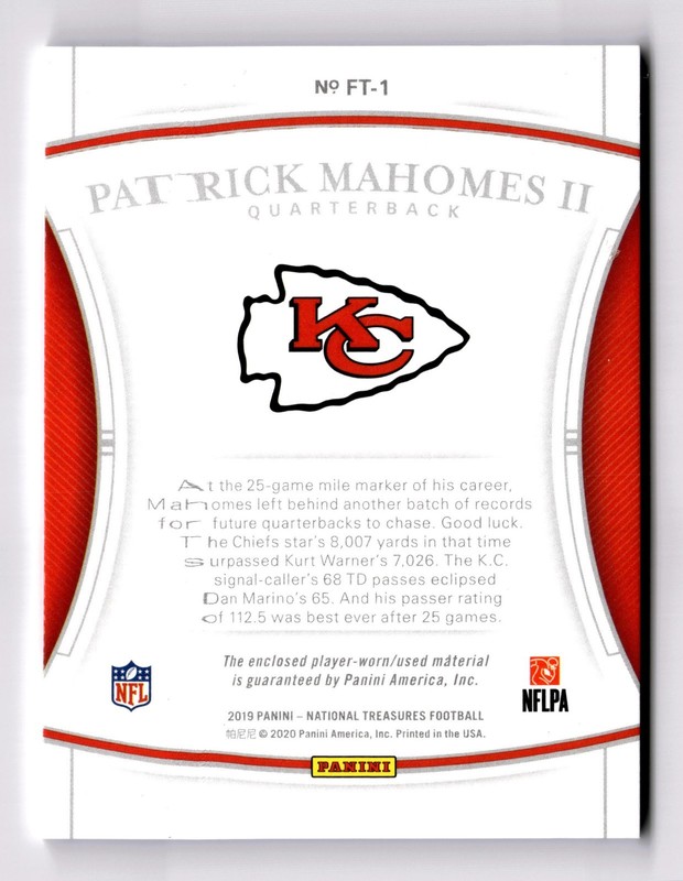 National Treasures #FT-1 Patrick Mahomes II Franchise Treasures view 2