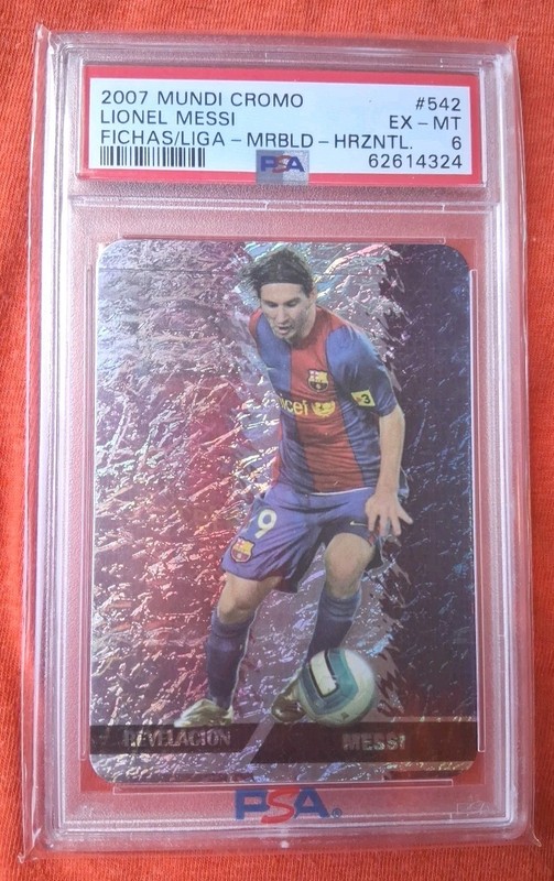 2007-08 LIONEL MESSI MUNDI CROMO LAS FICHAS MARBLED HORIZONTAL  #542 PSA 6