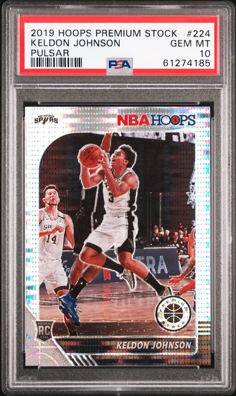 2019-20 NBA Hoops Premium Stock Keldon Johnson Rookie 224 Pulsar PSA 10 Gem Mint