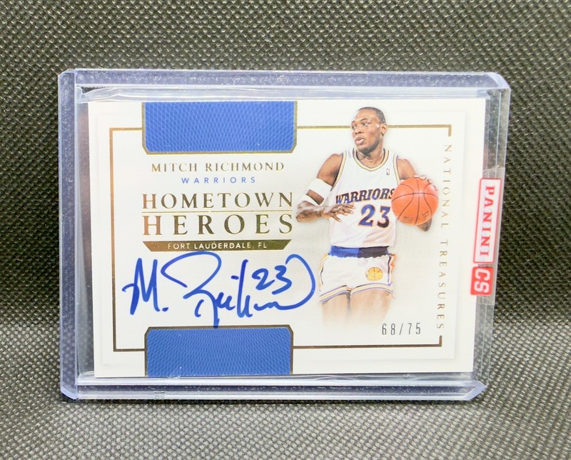 2015-16 National Treasures Mitch Richmond - Hometown Heroes On Card Auto HOF /75