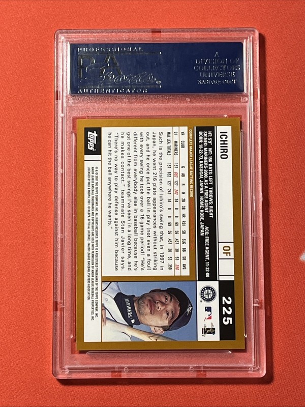 2002 Topps #225 Ichiro Suzuki 2nd Year 💎 PSA 10 GEM MINT 💎 Mariners HOF Iconic view 2