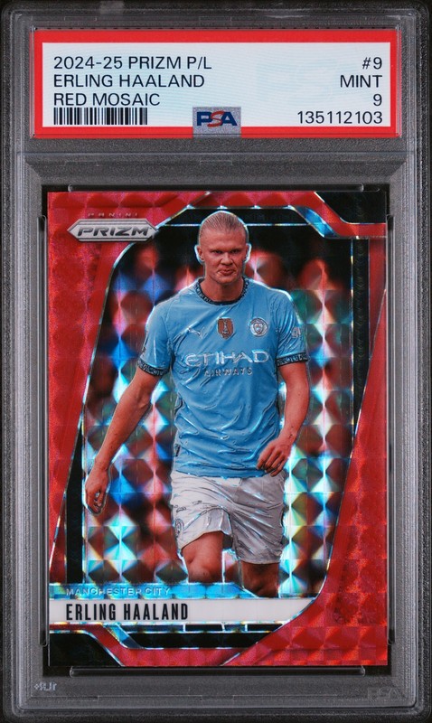 PSA 9 - ERLING HAALAND #9 - RED MOSAIC - 2024 PREMIER LEAGUE - POP 3