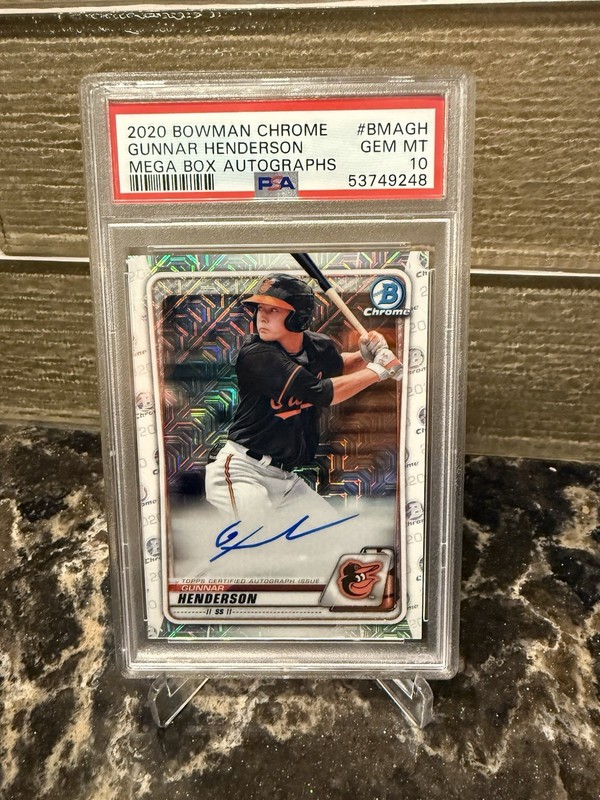 2020 Bowman Chrome Mega Box Autograph #BMAGH Gunnar Henderson PSA 10