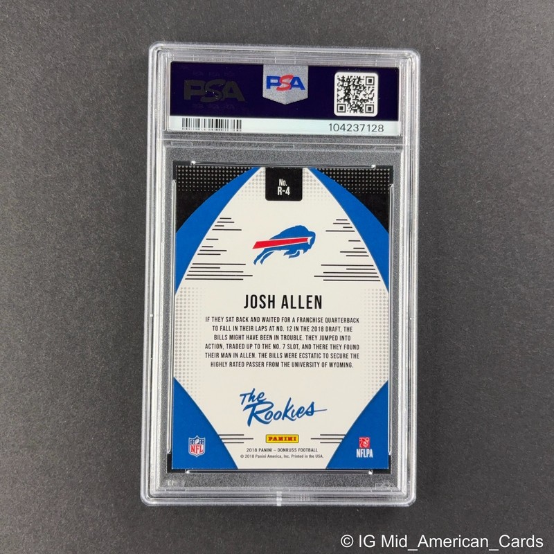 2018 Panini Donruss Josh Allen The Rookies Insert #R-4 Buffalo Bills PSA 8 view 2