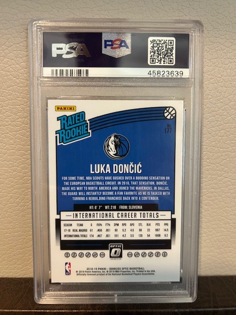 2018-19 Donruss Optic Rated Rookie Luka Doncic #177 PSA 9 MINT RC view 2