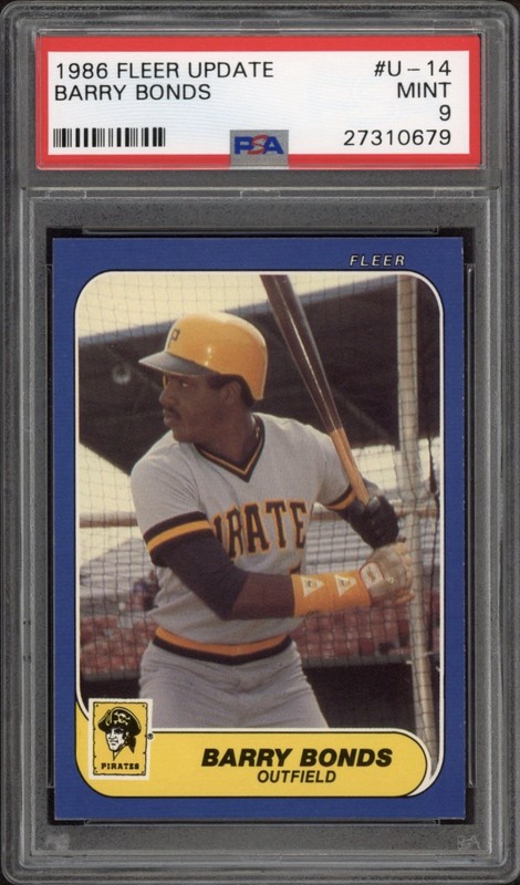 1986 Fleer Update Barry Bonds Rookie RC #U-14 PSA 9 Mint Pittsburgh Pirates