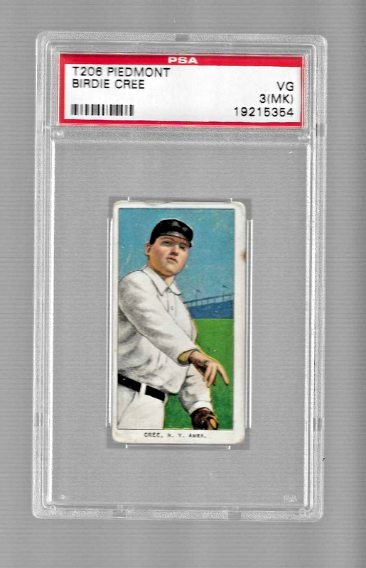1909 T206 PIEDMONT 350 TOBACCO CARD BIRDIE CREE PSA 3 GWT BACK STAMP HIGHLANDERS