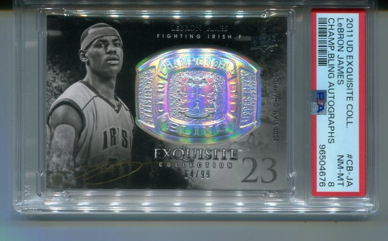 2011 UD Exquisite Collection Lebron James Championship Bling Auto /99  PSA 8