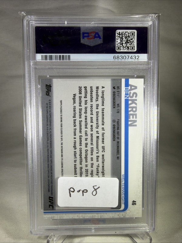 PSA 9 2019 Topps Chrome UFC Ben Askren Rookie Card RC #46 Welterweight Disc Golf view 2