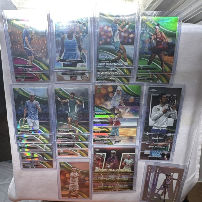 Topps Chrome Tennis Inserts Variations Rookies Card Lot • Gauff Alcaraz Djokovic