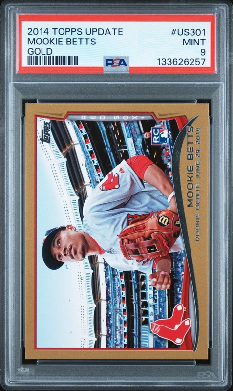 2014 Topps Update Us301 Mookie Betts Gold Rookie RC PSA 9 MINT !