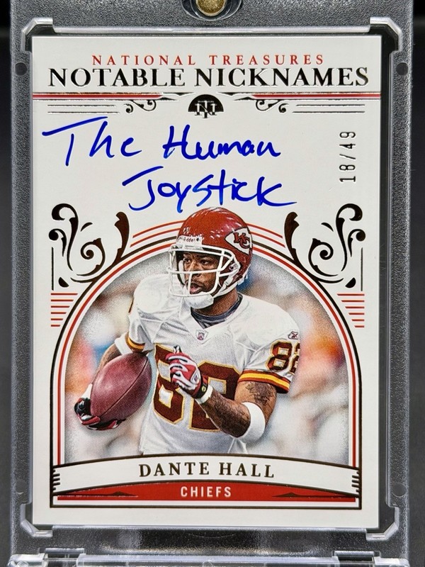 2025 Panini National Treasures Dante Hall Human Joystick On card Auto /49 Chiefs